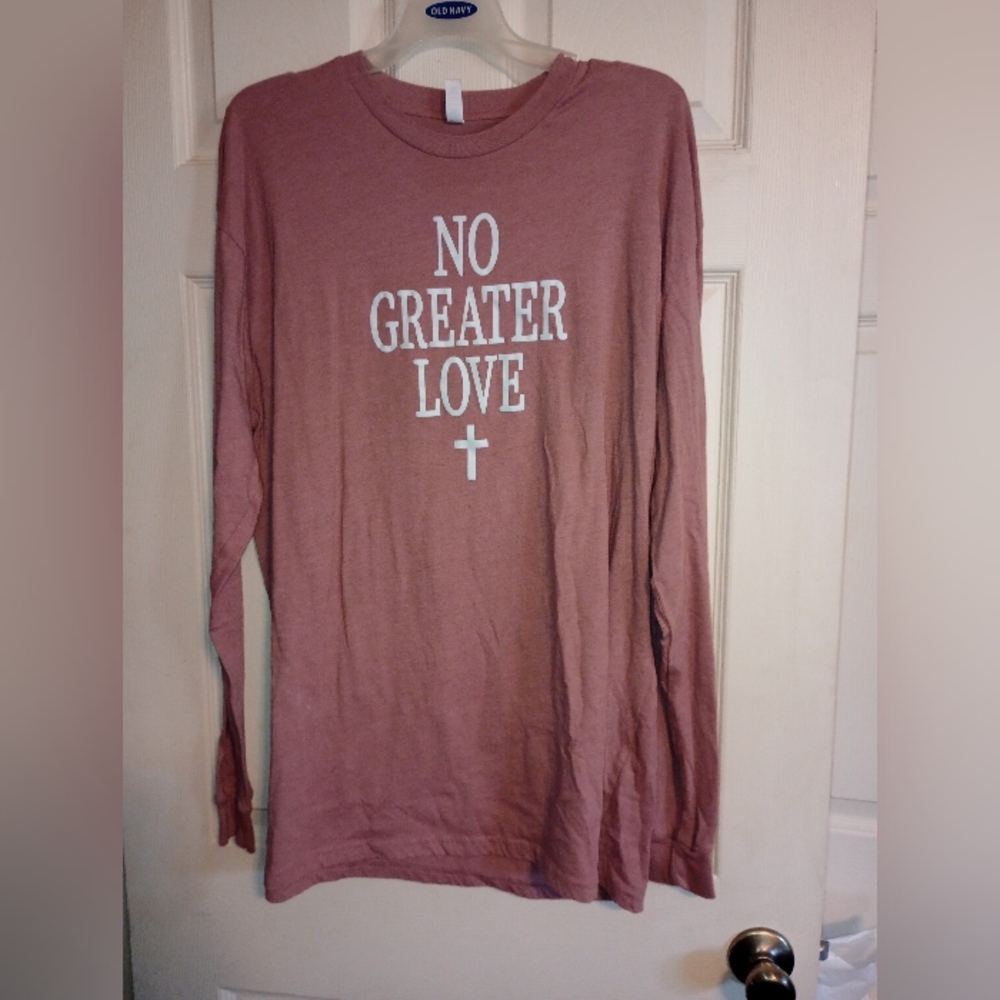 No Greater Love  Long Sleeve Tee - Dusty Mauve Size XL